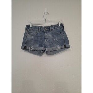 Women's Express Jeans Distressed Blue Jean Shorts with Cuffs Size 0